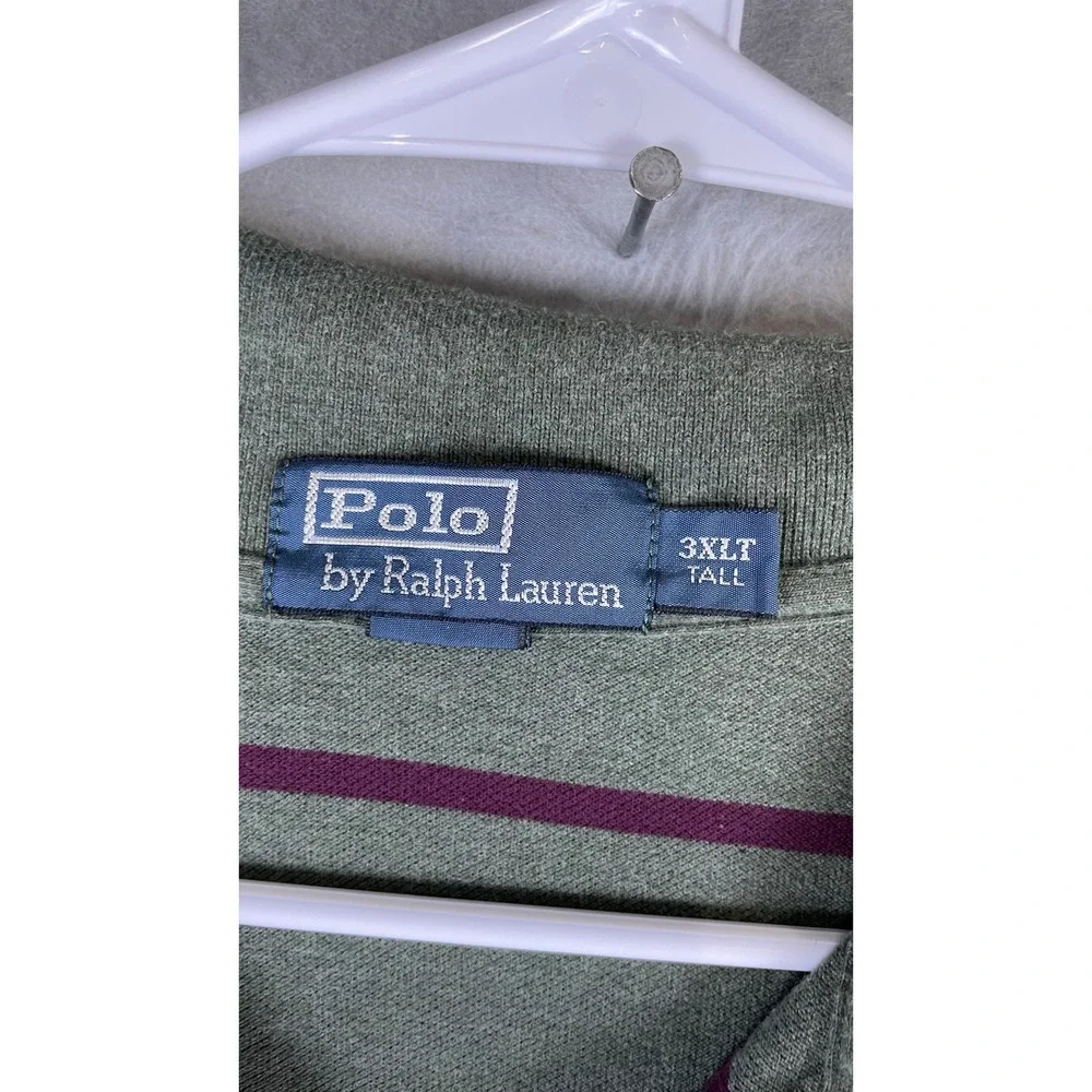 Polo Ralph Lauren Polo Shirt Mens 3XLT Green Excellent Striped Pique Pony Logo
